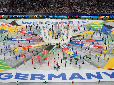 Fotka z otváracieho ceremoniálu pred zápasom Nemecko - Škótsko na EURO 2024.