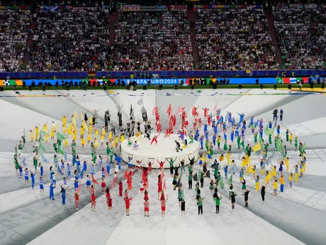 Fotka z otváracieho ceremoniálu pred zápasom Nemecko - Škótsko na EURO 2024.
