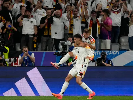 Kai Havertz oslavuje gól v zápase Nemecko - Škótsko na EURO 2024.