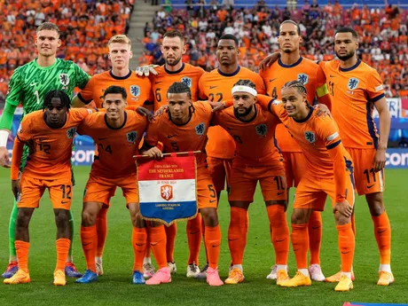 Tím Holandska pred zápasom s Francúzskom na EURO 2024.