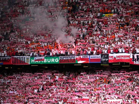 Poľskí fanúšikovia počas zápasu s Holandskom na EURO 2024