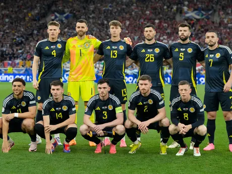 Futbalisti Škótska v zápase Škótsko - Maďarsko na EURO 2024.