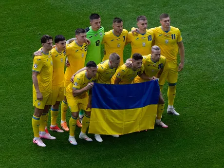 Hráči Ukrajiny pred zápasom Slovensko - Ukrajina v skupine E na EURO 2024 (ME vo futbale).