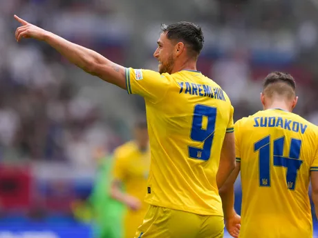 Roman Jaremčuk sa teší po strelení gólu v zápase Slovensko - Ukrajina v skupine E na EURO 2024 (ME vo futbale).