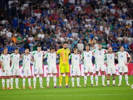 Futbalisti Talianska v zápase Španielsko - Taliansko na EURO 2024. 