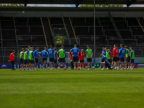 Momentka z tréningu slovenskej futbalovej reprezentácie pred zápasom s Belgickom. 