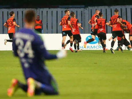 Gólová radosť hráčov Ružomberka počas zápasu s Tobolom Kostanaj.