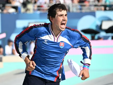 Na snímke slovenský skejtbordista Richard Tury počas finále streetu na XXXIII. letných olympijských hrách v Paríži.