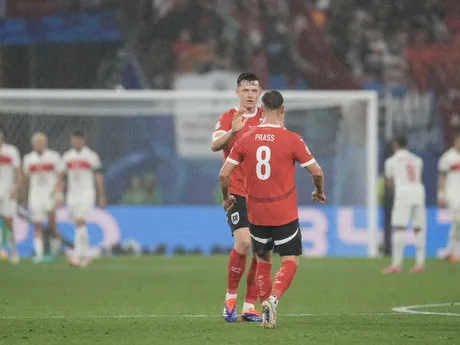 Michael Gregoritsch sa teší po strelenom góle v zápase Rakúsko - Turecko v osemfinále EURO 2024.