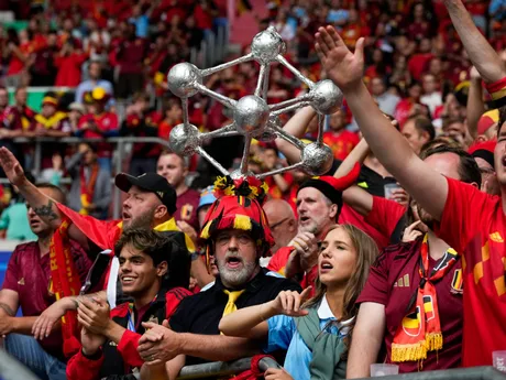 Fanúšikovia Belgicka v osemfinálovom zápase Francúzsko - Belgicko na EURO 2024 v Nemecku.