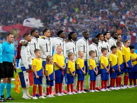 Futbalisti Francúzska pred zápasom proti Portugalsku vo štvrťfinále EURO 2024.