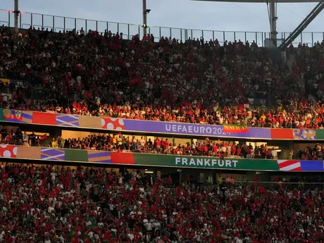 Fanúšikovia Portugalska v osemfinálovom zápase Portugalsko - Slovinsko na EURO 2024 v Nemecku.