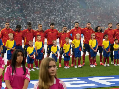 Futbalisti Španielska pred zápasom Španielsko - Anglicko vo finále EURO 2024 (ME vo futbale).