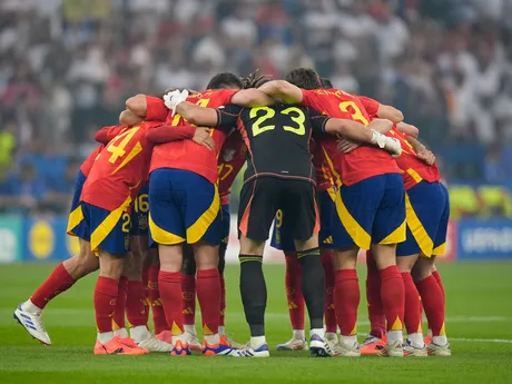 Futbalisti Španielska pred zápasom Španielsko - Anglicko vo finále EURO 2024 (ME vo futbale).