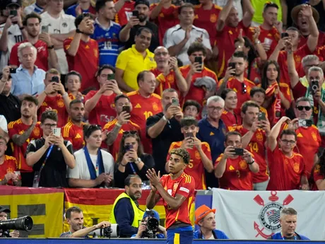 Lamine Yamal v zápase Španielsko - Francúzsko v semifinále EURO 2024.