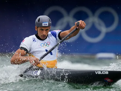 Slovenský vodný slalomár Matej Beňuš počas OH v Paríži 2024.