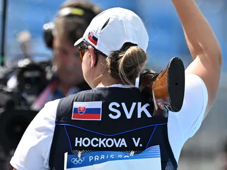 Slovenská strelkyňa Vanesa Hocková počas finále skeetu na OH v Paríži 2024.
