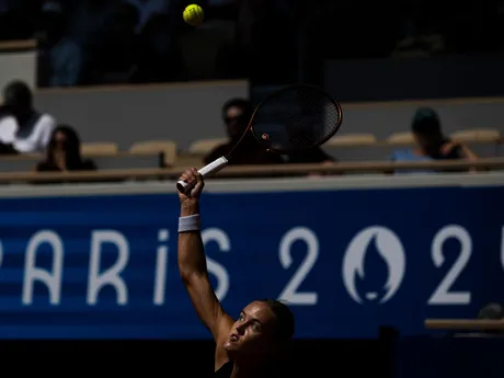 Anna Karolína Schmiedlová v zápase o bronz na OH 2024 v Paríži.