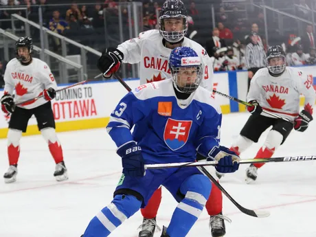 Tobias Tomík v zápase Slovensko - Kanada na Hlinka Gretzky Cupe 2024.