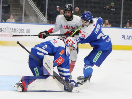 Momentka zo zápasu Slovensko - Kanada na Hlinka Gretzky Cupe 2024.