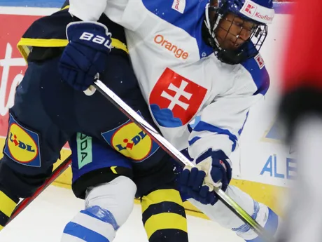 Momentky zo zápasu Slovensko - Švédsko na turnaji Hlinka Gretzky Cup 2024