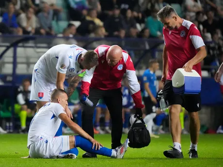 Lukáš Haraslín v zápase Estónsko - Slovensko v skupine 1 C-divízie Ligy národov.