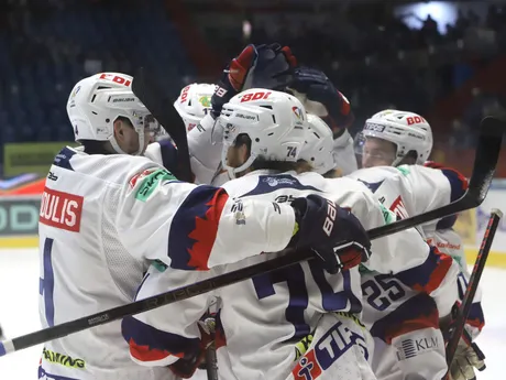 Gólová radosť Zvolena počas zápasu 7. kola hokejovej Tipos extraligy HKM Zvolen - HC Slovan Bratislava.