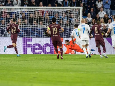 Momentka zo zápasu zápasu Slovan Bratislava - Manchester City v 2. kole ligovej fázy Ligy majstrov.