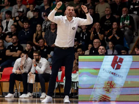 Na snímke hlavný tréner BC Prievidza Saša Jankovič v zápase 3. kola J-skupiny Európskeho pohára (EP) FIBA v basketbale mužov medzi BC Prievidza - Bilbao Basket.