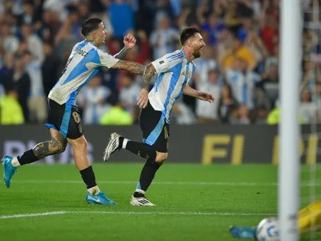 Lionel Messi oslavuje gól v zápase kvalifikácie na MS 2026 Argentína - Bolívia.