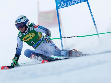 Nórka Thea Louise Stjernesundová počas 1. kola obrovského slalomu v rakúskom stredisku Sölden.