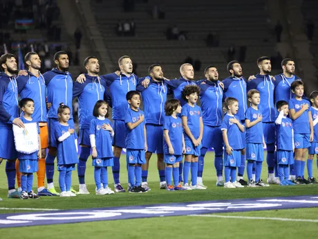 Azerbajdžanskí futbalisti pred zápasom Azerbajdžan - Slovensko v skupine 1 C-divízie Ligy národov.