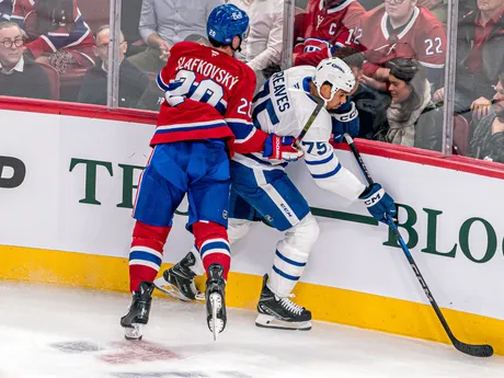 Juraj Slafkovský v zápase Montreal Canadiens - Toronto Maple Leafs.