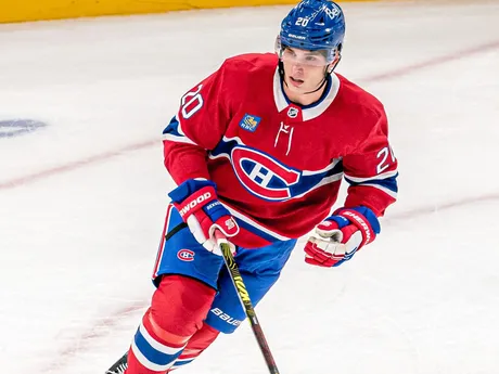 Juraj Slafkovský v zápase Montreal Canadiens - Toronto Maple Leafs.