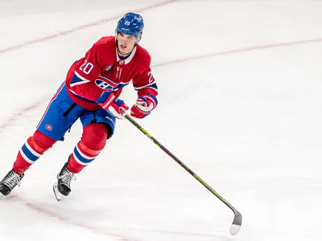 Juraj Slafkovský v zápase Montreal Canadiens - Toronto Maple Leafs.