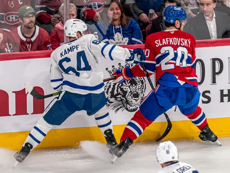 Juraj Slafkovský v zápase Montreal Canadiens - Toronto Maple Leafs.