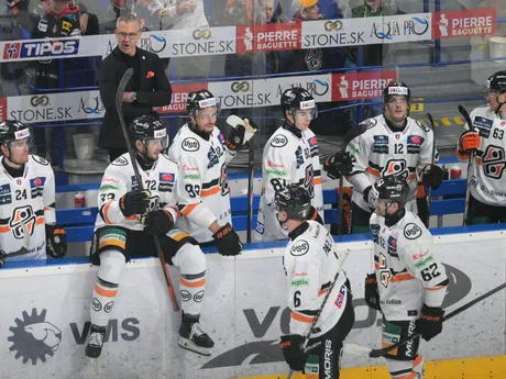 Gólová radosť hráčov Košíc počas zápasu 11. kola hokejovej Tipos extraligy HC Košice - HC Slovan Bratislava.