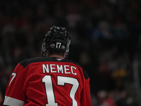 Šimon Nemec pred druhým zápasom  NHL v Prahe Buffalo Sabres - New Jersey Devils.