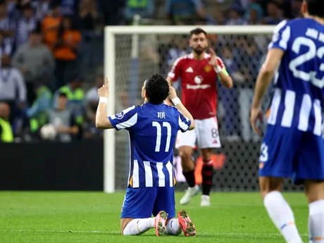 Pepe oslavuje gól v zápase 2. kola Európskej ligy FC Porto - Manchester United.