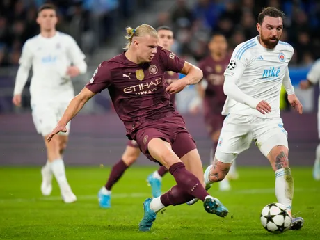 Erling Haaland počas zápasu Slovan Bratislava - Manchester City v 2. kole Ligy majstrov.