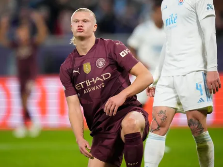 Erling Haaland počas zápasu Slovan Bratislava - Manchester City v 2. kole Ligy majstrov.