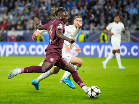 Jérémy Doku počas zápasu Slovan Bratislava - Manchester City v 2. kole ligovej fázy Ligy majstrov.