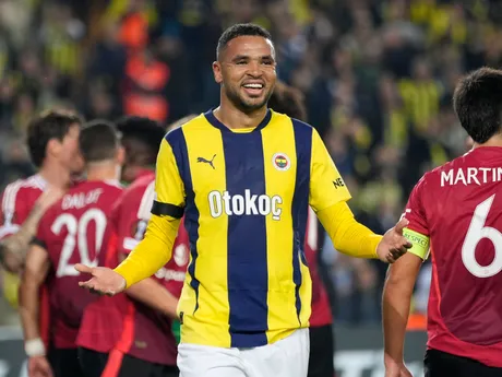 Youssef En-Nesyri počas zápasu Európskej ligy Fenerbahce - Manchester United. 