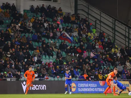 Fanúšikovia Slovenska v prípravnom zápase hráčov do 21 rokov vo futbale medzi Slovenskom a Holandskom.