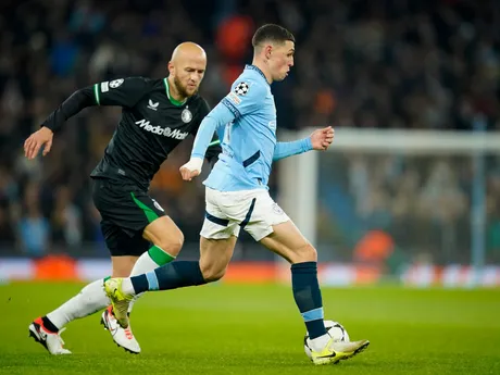 Phil Foden počas zápasu Ligy majstrov Manchester City - Feyenoord Rotterdam. 