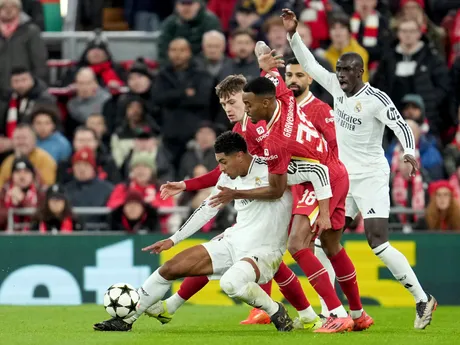 Fotka zo zápasu Liverpool FC - Real Madrid v 5. kole ligovej fázy Ligy majstrov.