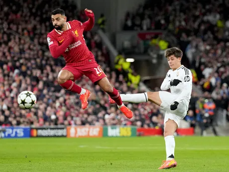 Fotka zo zápasu Liverpool FC - Real Madrid v 5. kole ligovej fázy Ligy majstrov.