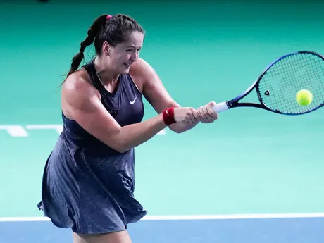 Viktória Hrunčáková v semifinále Billie Jean King Cupu 2024 v stretnutí Slovensko - Veľká Británia.