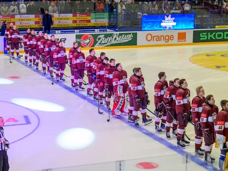 Lotyšskí hokejoví reprezentanti pred Vianočným Kaufland Cupom v hokeji Slovensko - Lotyšsko.