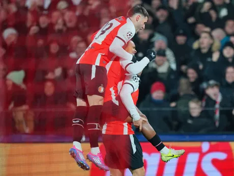 Gernot Trauner (Feyenoord) sa raduje zo strelenia gólu v zápase 6. kola ligovej fázy Ligy majstrov Feyenoord Rotterdam - AC Sparta Praha.